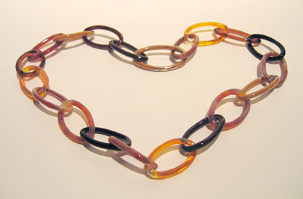 "chain" flame worked glass necklace by artist vivienne bell